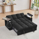 65'' 3-in-1 Folding Convertible Sofa Bed, Pullout Sofa, Modern Chenille Fabric, 360° Swivel Side Table, Easy Assembly, Perfect for Living Room, Black by CozyNest Decor