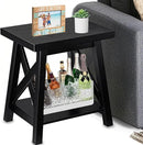 Black End Table, 2-Tier End Tables Living Room, Wood Side Table, Modern Side Table by CozyNest Decor