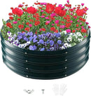 Galvanized Raised Garden Beds for Gardening - 2.7x2.7x1ft Round Metal Planter Boxes Above Ground Outdoor for Vegetables,Flowers,Herbs, Garden Container Green by GreenHaven Gardens