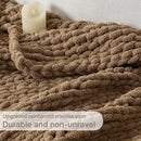 Chunky Knit Blanket Throw, 100% Hand Knit Throw Blanket Handmade Chenille Cable Knit Throw for Couch, Stylish Cozy Soft Rope Knot Crochet Blanket for Home Decor, Camel, 50x60 Inches by CozyNest Decor