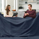 PHF 100% Cotton Waffle Blanket Oversized King 120"x120", Lightweight Breathable Extra Large 10'x10' Summer Blankets for Bed, Giant Big Luxury Aesthetic Woven Bedding for Home Decor, Dark Navy by CozyNest Decor