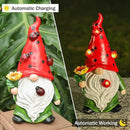 Garden Gnome Statue, Resin Sunflower Ladybug Gnome Figurine with Solar Lights for Porch Patio Yard Outdoor Decor by GreenHaven Gardens