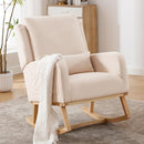 Rocking Chair Nursery, Nursing Rocking Chairs with Lumbar Pillow, Comfy Modern Nursery Glider Rocker Morden Accent Rocking Chair for Mom Nursery, Living Room, Bedroom, Beige by TinyTreasures Baby Boutique