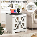 Farmhouse Side Table - 24" Large Night Stand Set 2, Wood Nightstand with Charging Station, Bedside Table with Adjustable Shelf, End Tables Living Room, Rustic Bed Side Tables Bedroom, White by CozyNest Decor