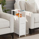 TUTOTAK Narrow Night Stand, Slim End Table, Tall Side Table with 3 Fabric Drawer, Small Bedside Table with Storage, Set of 2, for Living Room, Bedroom, White TB01BW072 by CozyNest Decor