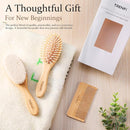 Bamboo Baby Brush and Comb Set (3-Piece) | Ultra-Soft Goat Bristle Newborn Hair Brush for Gently Soothing Cradle Cap | Natural Massage Brush & Toddler Comb | Perfect Baby Registry & Shower Gift by TinyTreasures Baby Boutique