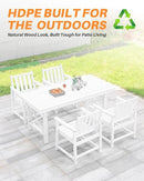 HDPE Outdoor Dining Table, 66.9” Rectangle Patio Dining Table for 6, All-Weather HDPE Outdoor Table with 2.2” Umbrella Hole, HDPE Patio Furniture for Deck, Backyard, Garden, Pool, Pearl by CozyNest Decor