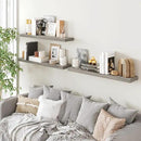 BAMEOS Floating Shelves, Walnut Wall Mounted Wooden Shelves with Invisible Brackets Set of 3, Hanging Wall Shelves Decoration for Bedroom, Bathroom, Living Room and Kitchen by CozyNest Decor