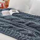 Esterra Chunky Knit Blanket Throw 50"x60", 100% Hand Knitted Chenille Throw Blanket, Cozy Soft Thick Cable Knit Throw Large Rope Knot Crochet Throw Blanket for Sofa Couch Bed, Blue Mirage by CozyNest Decor