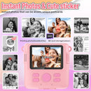 Instant Print Camera for Kids, Christmas Birthday Gifts Girls Boys Age 3-12, HD Digital Video Cameras Toddler, Portable Toy 3 4 5 6 7 8 9 10 Year Old Girl with 32GB SD Card-Pink by TinyTreasures Baby Boutique