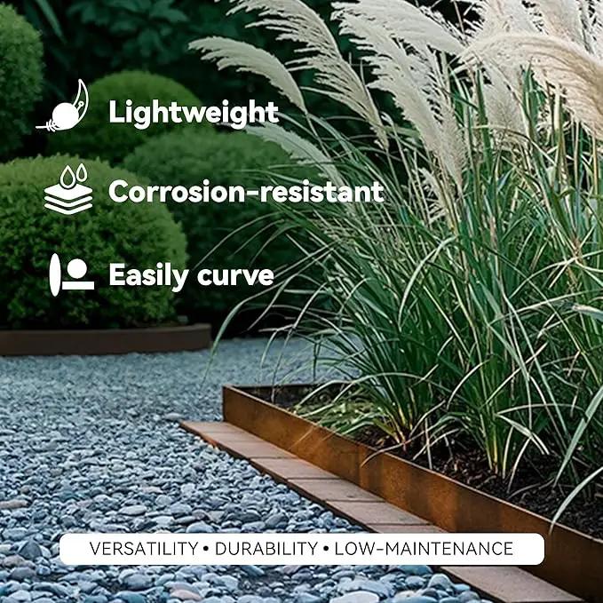 Worth Galvanized Steel Landscape Edging 4.5" x25' Metal Garden Edging Roll Flexible Bender Border with 8Pcs Stakes for Lawn, Flower Bed Edges, Rust-Like Color, photo 6 of 6