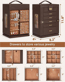AKOZLIN 360° Rotating Jewelry Box 6-Tier Organizer Functional 360° Rotating Jewelry Storage Case for Women Girls Ring Necklace Earring Bracelet Holder with Mirror Brown by TinyTreasures Baby Boutique