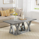47” Wood Coffee Tables for Living Room Rustic Stands with Storage Shelf Grey Coffee Tables for Living Room Farmhouse Center Stands with Shelf Farmhouse Rectangle Center Table by CozyNest Decor