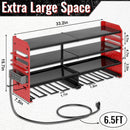 Large Power Tool Organizer Wall Mount with Charging Station, 4 Layer Heavy Duty Metal Cordless Tool Organizer, Tool Storage Rack with 8 Cordless Drill Holder Screwdriver Hammer(Red) by GreenHaven Gardens