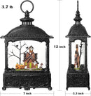 Halloween Snow Globe Lantern Ghost Snow Globe Halloween Decorations for Home Haunted House Pumpkin Ghost Tree Crow Rip Dancing Bats with Timer, USB and Battery Powered 12 inch by CozyNest Decor