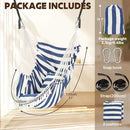 Chihee Hammock Chair Hanging Swing 2 Pillows Included,Strong Webbing Straps and Hooks for Easy Hanging Soft Cotton Hanging Chair Side Pocket Tassel Chair Comfort Indoor Outdoor Blue White by GreenHaven Gardens