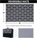 Outdoor Plastic Straw Rug, Waterproof Outdoor Rugs for Patios Clearance, Reversible Area Rug, Large Outside Carpet for Camping, Balcony, RV, Deck, Picnic, Beach (6x9ft Boho/Black&Grey) by GreenHaven Gardens