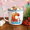 Personalized Halloween Enamel Mug with Ghost Pumpkin Initial, 12oz Custom Name on Ghost Coffee Mugs, Halloween Party Gift for Family by TinyTreasures Baby Boutique
