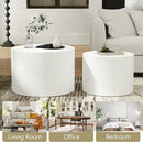 Round Coffee Table Set of 2, Modern Wooden White Nesting Coffee Tables for Living Room, No Assembly Required Circle Side Tables Set Accent End Table for Bedroom, Balcony by CozyNest Decor