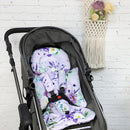 Infant Car Seat Insert and Strap Covers, Very Soft Car Seat Head Support Baby Girl Boy, Reversible Newborn Carseat Insert Cushion Fits for Stroller, Baby Swing, Bouncer (Purple Floral) by TinyTreasures Baby Boutique