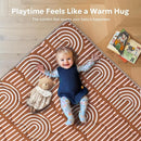 Soft Thicker Baby Mat for Floor 71"x59", Extra Large Baby Play Mat, Non-Slip Playpen Mat, Easy to Clean & Portable Playmat, Crawling Mat for Babies Toddlers, Activity Mat, Rainbow, Brown by TinyTreasures Baby Boutique