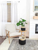 Woven Cotton Rope Plant Basket for 10" Flower Pot Floor Indoor Planters Flower Pot, Home Decor Storage Organizer H11 x W11 Black&Brown by CozyNest Decor