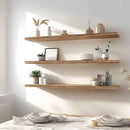 Wood Floating Shelves for Wall Decor, Rustic Wall Shelves for Bedroom Bathroom Kitchen Living Room, Set of 4 Light Walnut 48 Inch by CozyNest Decor