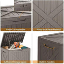 32 Gallon Outdoor Deck Box,Storage Lockable Waterproof Patio Furniture,Garden Tools,Cushions,Pool Accessories Outside Storage Resin Box(Light Brown) by CozyNest Decor