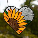 BOXCASA Sunflower Stained Glass Window Hangings,Sunflower Stained Glass Suncatcher,Heart Shape Sunflower Best Teacher Gifts for Women Birthday,Sunflower Decoration for Home Indoor Window by GreenHaven Gardens