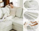 L Shaped Sectional Sofa with Detachable Sofa Cover,Rolled Armrest,Sectional Modular Couch for Living Room,Breathable Linen Fabric Corner Couch with 7 Seats for Apartment,Removable Cushion,Ivory by CozyNest Decor