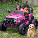 2 Seater Ride on Car Truck, 12V Kids Electric Ride on Toy for Big Kids Age 3-8 w/Remote Control- Hot Pink by TinyTreasures Baby Boutique