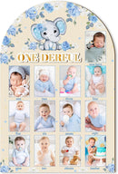 R HORSE My First Year Photo Display Wood Board - 3D Blue Elephant Baby's First Year Picture Frame, 12 Months Milestone Board Neutral Baby Keepsake Gift 1st Birthday Nursery Decor for Boy Girl by TinyTreasures Baby Boutique