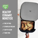 GreenLife Compact Electric Air Fryer Oven, 5.3 QT, PFAS-Free Ceramic Nonstick Drawer, 8 One Touch Digital Display, Easy View Window, Auto Shut-Off Timer, Dishwasher Safe Parts, 1500 Watts, Graphite by CozyNest Decor