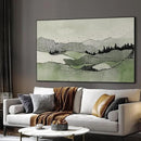 SIGNWIN 46"x72" Extra Large Framed Wall Art Green Line Art Mountain Landscape Illustration for Home Living Room Bedroom Decor (Frame Assembly Required) by CozyNest Decor