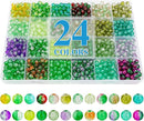 XSEINO About 1200pcs 6mm Cracked Glass Beads Bracelet Making Kit,24 Style Crack Mystic Green Series Colorful Crystal Beads for Jewelry Bracelet Making,DIY Crafts,Friendship Bracelets by TinyTreasures Baby Boutique