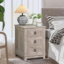 18" Farmhouse Night Stands Set of 2 with Charging Station, 2 & 3 Drawers End Table Dresser for Bedroom, Oak Wooden Nightstand, Bed Side Table with Open Shelf, Bedside Cabinet for Living Room by CozyNest Decor