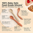 KeaBabies Silicone Baby Spoons, Self Feeding 6-12 months - 3-Pack Baby Weaning Eating Utensils,Toddler First Food Training Spoon,Infant,Kids Feeding Supplies Essential Set,Dishwasher-safe (Terracotta) by TinyTreasures Baby Boutique