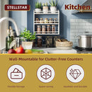 Spice Rack Wall Mounted, Freestanding Spice Organizer for Countertop, Bamboo Spice Storage Holder, for Kitchen Cupboard, Pantry, Bathroom (White)