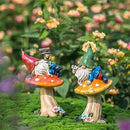 TERESA'S COLLECTIONS Garden Gnomes on Mushroom, Set of 2 Cute Resin Gnome Statues for Yard, Outdoor Patio Porch Lawn, Ideal Gift for Dad Mom Birthday, Outside Decor Housewarming Gifts by CozyNest Decor