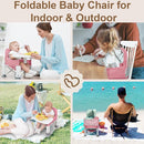Baby Travel Booster Seat with Double Tray, BabyBond Upgraded Toddler Portable Baby Chair, Booster Seat for Dining Table, Stable and Foldable Booster Baby Chair for Indoor/Outdoor (Pink) by TinyTreasures Baby Boutique
