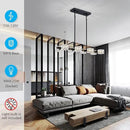 XINGQI Modern Chandeliers for Dining Room Over Table, 8-Light Rectangular Kitchen Island Light Fixture, Linear Farmhouse Metal Glass Black Vintage Hanging Lamp for Living Room Bar by CozyNest Decor