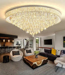 47'' Modern Chandeliers LED Dimmable Crystal Flush Mount Ceiling Chandeliers for Living Room High Ceiling Entrance Foyer Lobby Bedroom Silver by CozyNest Decor