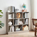 LEYAOYAO 10 Cube Bookshelf with Base,3 Tier Mid-Century Modern Grey Bookcase,Standing Wide Bookshelves Storage Organizer Shelf,Rustic Wood Display Cabinet Book Shelves for Bedroom,Living Room,Office by CozyNest Decor