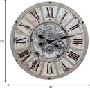 Unique Moving Gear Large Wall Clock 21inch-Battery Powered. Retro Industrial Steampunk Country Farmhouse Decor for The Living Room Kitchen Bars cafes Offices(whith/metal/21) by CozyNest Decor