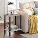 TUTOTAK End Table with Charging Station, Small Side Table with Outlets, Nightstand Bedside Table, 2-Tier Storage Shelf for Small Space, Living Room, Bedroom, Greige TB01BG040 by CozyNest Decor