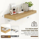 Deep Floating Shelves for Wall | 36 Inch Wide x 12 Inch Deep Floating Shelves | 36W x 12D Rustic Oak Wide Wall Shelves | Bookshelf Laundry Shelf TV Shelf by CozyNest Decor