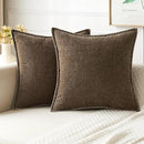 MIULEE Pack of 2 Couch Throw Pillow Covers 24x24 Inch Brown Farmhouse Decorative Pillow Covers with Stitched Edge Soft Chenille Solid Dyed Spring Pillow Covers for Sofa Bed Living Room by CozyNest Decor