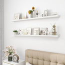 Picture Ledge Shelf, Wood Long Floating Shelves for Wall, Set of 2, 56 inch Picture Ledge Shelves, Photo Ledge Nursery Book Shelves Wall Mounted for Living Room Kids' Room Bedroom, Color White by TinyTreasures Baby Boutique