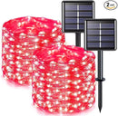 JMEXSUSS 2 Pack Solar Fairy Lights, 33FT 100 LED Red Outdoor Waterproof String Lights for Outside Tree Party Patio Christmas Valentine Day Decorations by GreenHaven Gardens