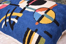 Lumbar Kandinsky Blue Modern Pillow Cover - Counterweights Mid-Century Chair Cushions Blues Abstract Pillowcase Contemporary Sofa Pillowsham Handembroidered Wool Size 14x20 by CozyNest Decor
